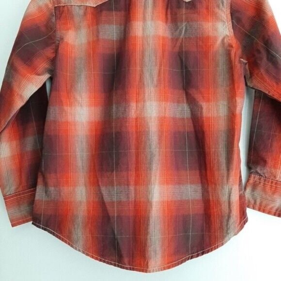 WRANGLER Western Pearl Snap Button Plaid Shirt Kids Sz M - Picture 10 of 11